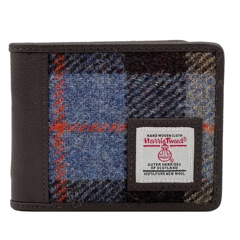 Harris_Tweed_Bifold_Wallet_In_Blue_Brown_Check Harris_Tweed_Bifold_Wallet_In_Blue_Brown_Check