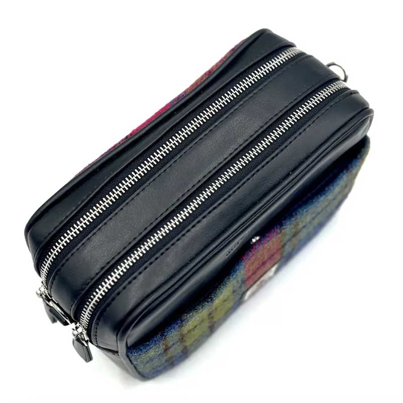 Harris Tweed Camera Bag In Blue/Pink Check - Afbeelding 4