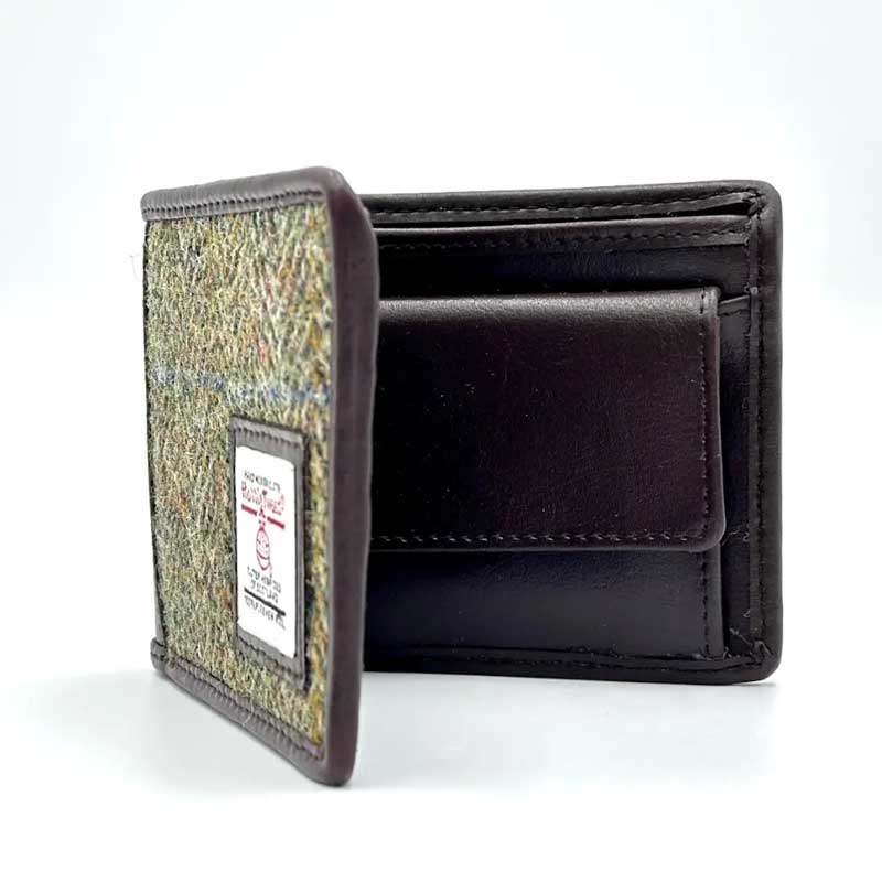 Harris Tweed Bifold Coin Wallet In Country Green - Afbeelding 3