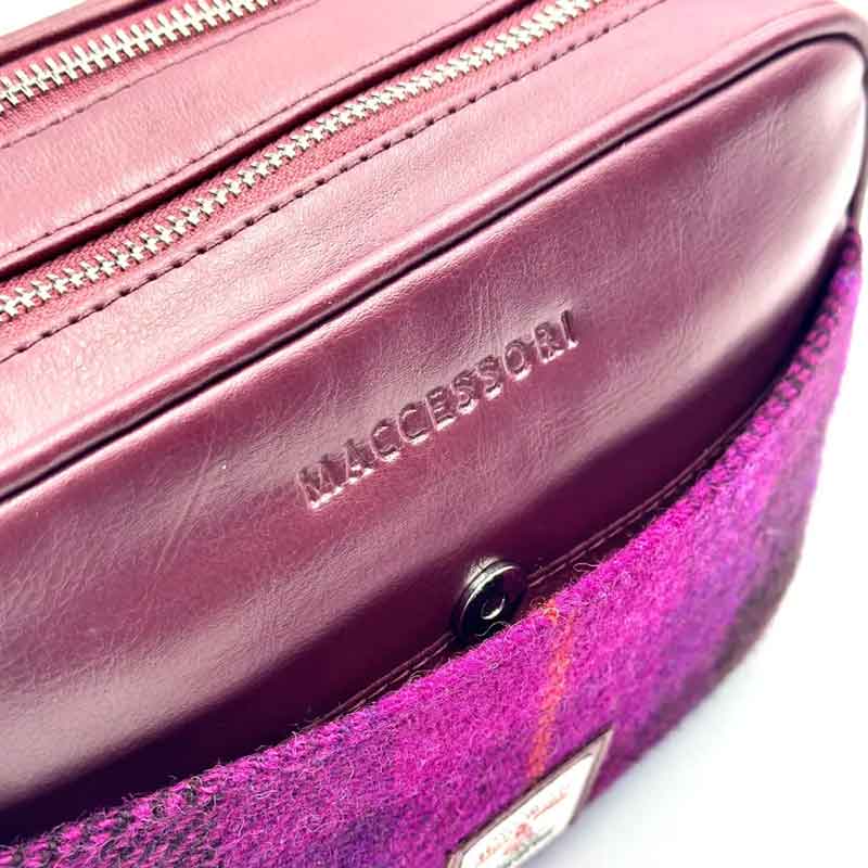 Harris Tweed Camera Bag In Purple Check - Afbeelding 6