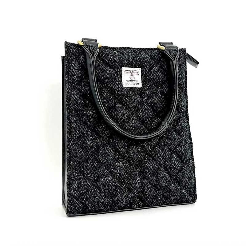Harris Tweed Quilt Mini Tote Bag In Charcoal - Afbeelding 6