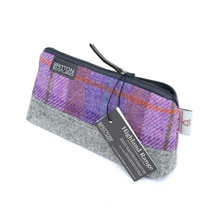 Harris_Tweed_Highland_Range_Cosmetic_Bag_Pink_Lavender_Plaid