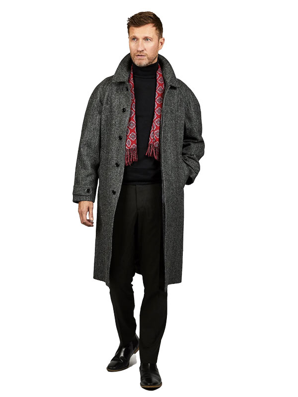 Harris Tweed Overjas Raglan, Charcoal - Afbeelding 3