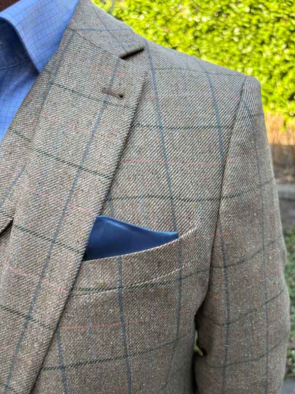 Veste en soie London à carreaux multicolores sable – Image 3