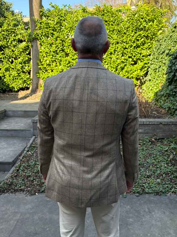 Veste en soie London à carreaux multicolores sable – Image 2