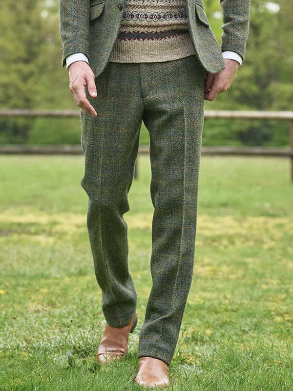 Harris_Tweed_Pantalon_Mr_Miller_In_Oliv_Blue_OverCheck