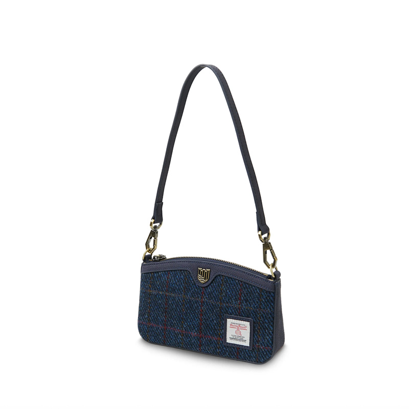 Sac bandoulière Harris Tweed - Le modèle Ailsa - Bleu marine à carreaux
