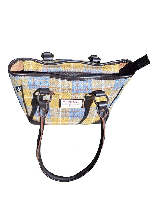 Harris Tweed Shire Long Handled Bag - Yellow Blue Check - Afbeelding 3