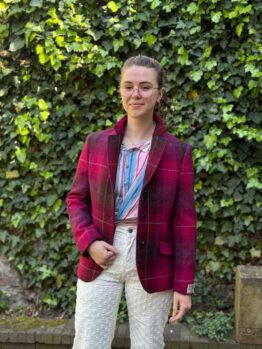 Veste femme en tweed Harris Claire - Motif à carreaux violets