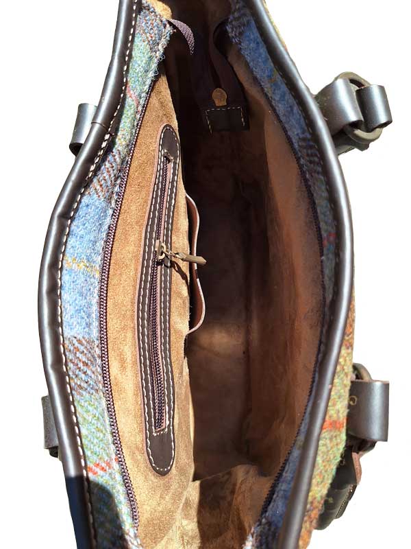 Harris Tweed Shire Long Handled Bag - Green Blue Check - Afbeelding 4