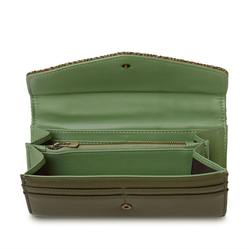 Harris Tweed Portemonnee, The Large Clasp, Chestnut Herringbone – Image 4