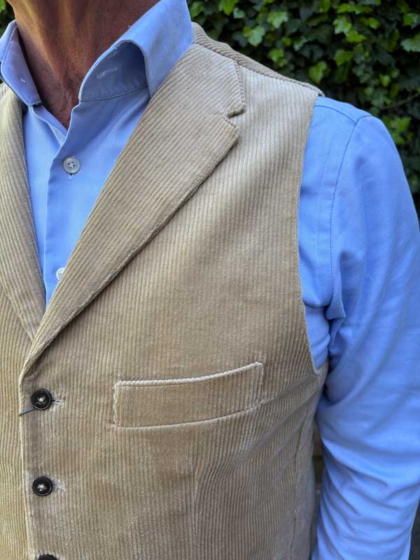 Corduroy Vestje "Wales" In Met Revers In Beige - Afbeelding 3