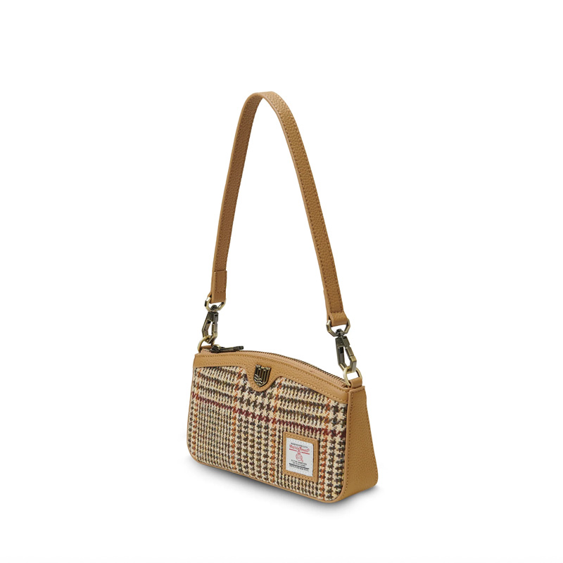 Sac bandoulière Harris Tweed - Modèle Ailsa - Beige à motif pied de chien