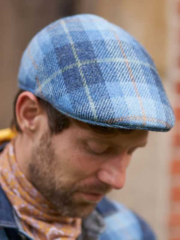 Harris_Tweed_Flat_Cap_Henry_In_Jeans_Herringbone_1