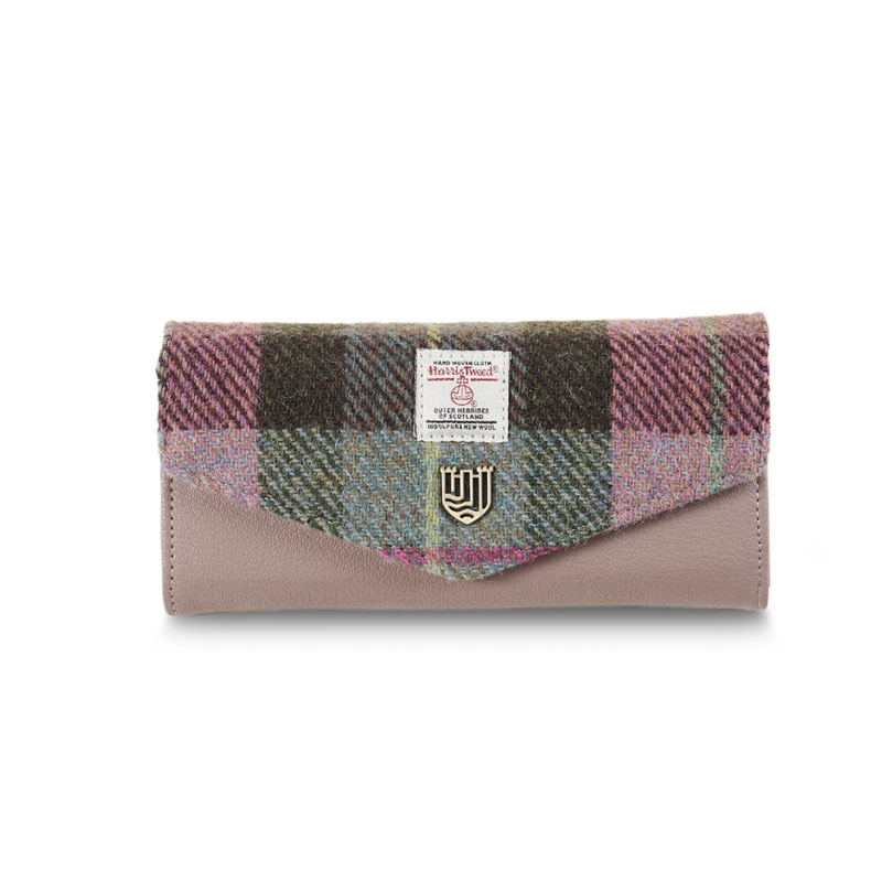 Harris_Tweed_Portemonnee__The_Large_Clasp__Pink_Green_Tartan Harris_Tweed_Portemonnee__The_Large_Clasp__Pink_Green_Tartan