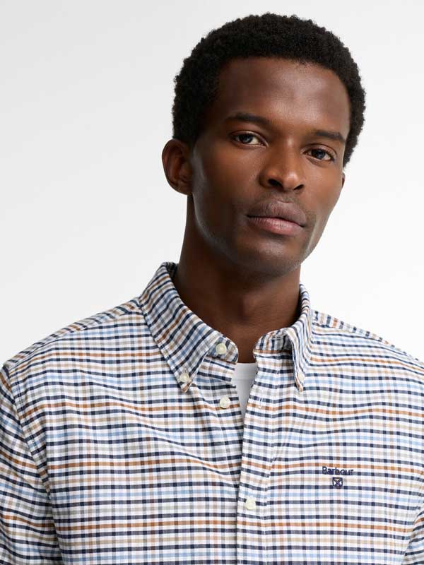 Barbour Rickwood Tailored Gingham Shirt Stone - Afbeelding 3