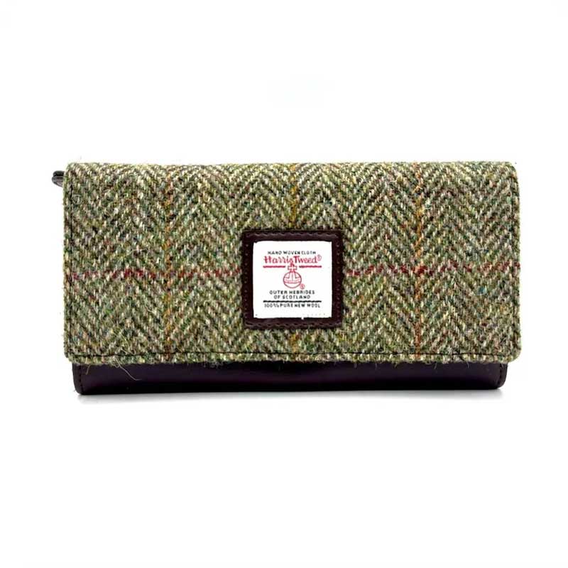 Pochette pour femme Harris Tweed, couleur vert campagne