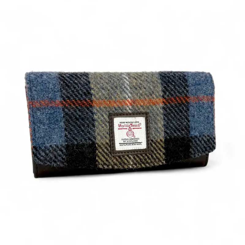 Harris_Tweed_Ladies_Envelope_Purse_In_Blue_Brown_Check Harris_Tweed_Ladies_Envelope_Purse_In_Blue_Brown_Check