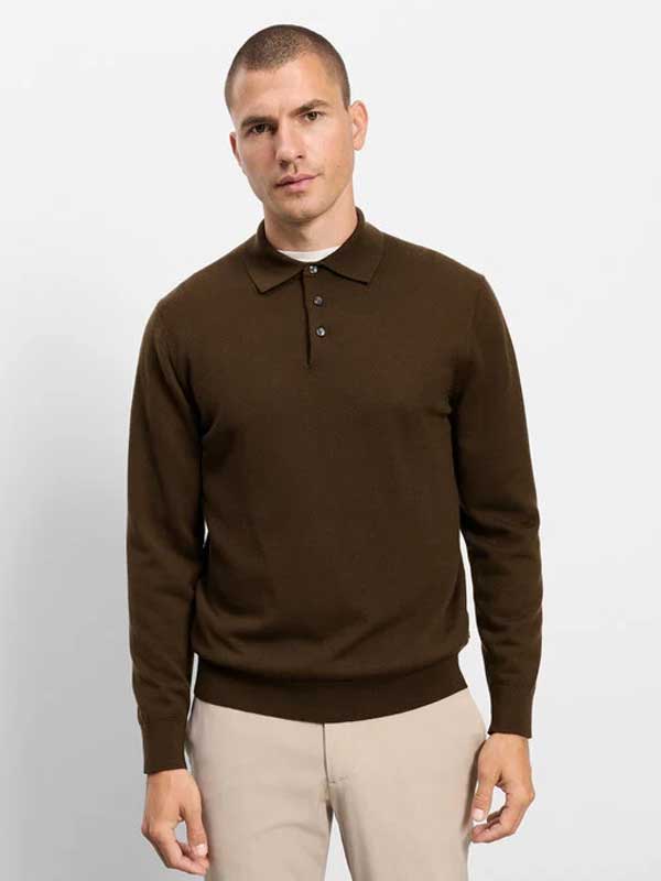 Pull polo marron décontracté OLYMP