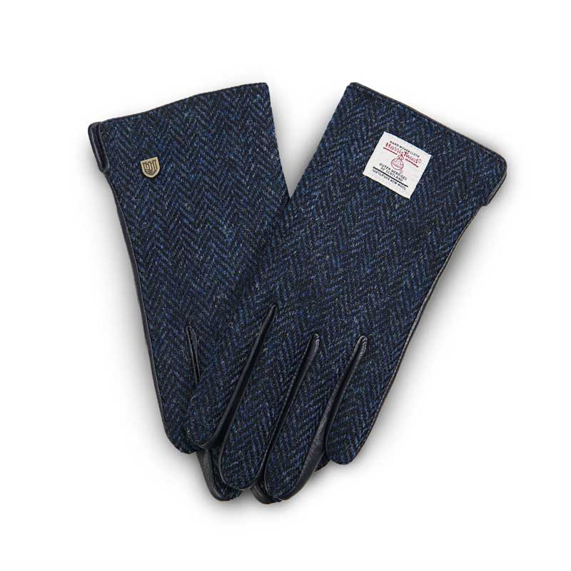 Ladies_Harris_Tweed_Gloves_Navy_Herringbone