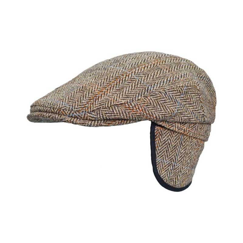 Harris_Tweed_Flat_Cap_Edward_With_Foldable_Ear_Flaps_White_Sand
