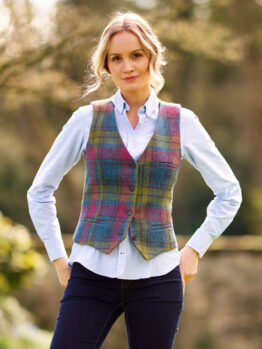 Harris Tweed Dames Vestje "Lea" In Candy Check